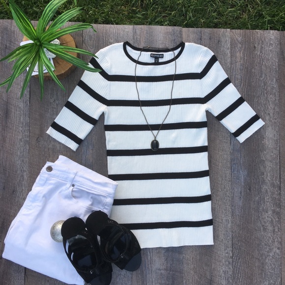 Express Tops - EXPRESS STRIPED  SWEATER SHIRT
